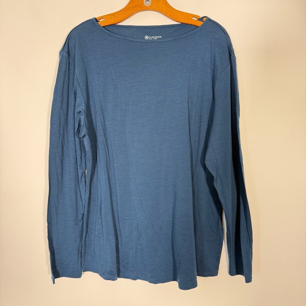 Cloudveil Women's Merino Wool Blend Baselayer  Blue Long Sleeve XXL